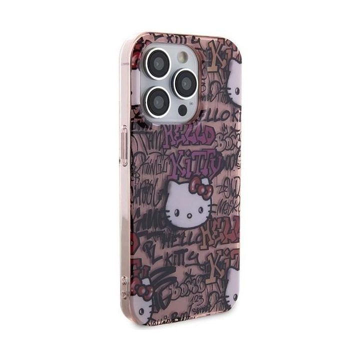 Hello Kitty IML Žymos Graffiti dėklas iPhone 15 Pro Max - rožinis