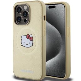 Hello Kitty odinis Kitty Head MagSafe dėklas iPhone 15 Pro - auksinis