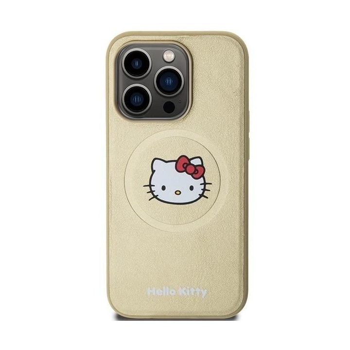 Hello Kitty odinis Kitty Head MagSafe dėklas iPhone 15 Pro Max - auksinis