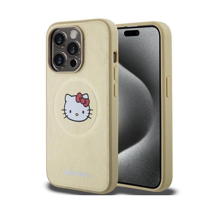 Hello Kitty odinis Kitty Head MagSafe dėklas iPhone 15 Pro Max - auksinis