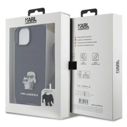 Karl Lagerfeld Crossbody Saffiano Metal Pin Karl & Choupette dėklas iPhone 15 Plus - juodas