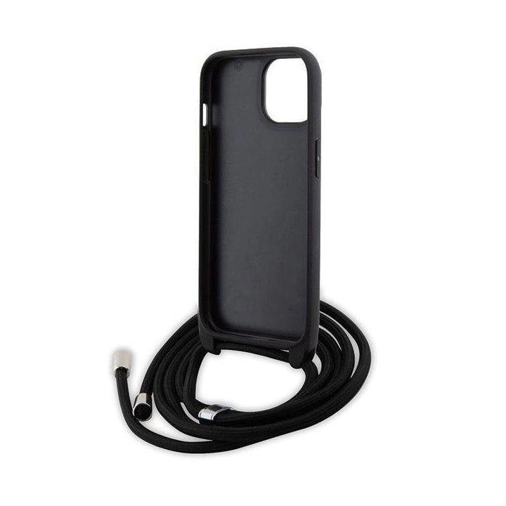 Karl Lagerfeld Crossbody Saffiano Metal Pin Karl & Choupette dėklas iPhone 15 Plus - juodas