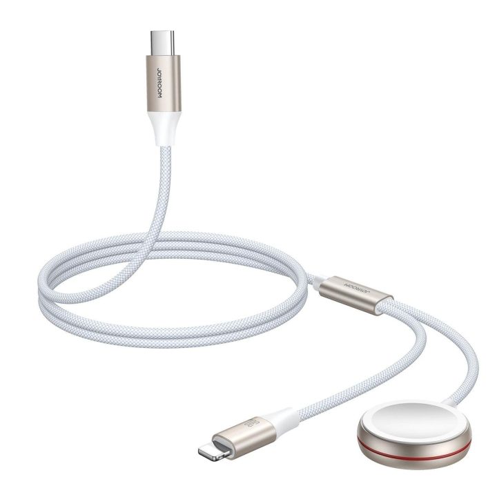 2 in 1 Lightning laidas ir indukcinis įkroviklis, skirtas Apple Watch , 1,5 m, baltas (S-IW011)
