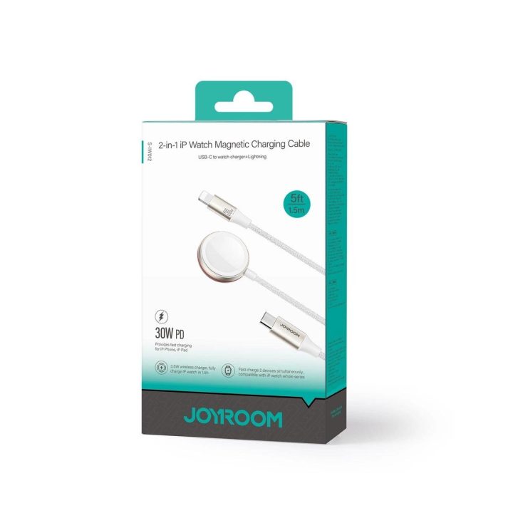 2 in 1 Lightning laidas ir indukcinis įkroviklis, skirtas Apple Watch , 1,5 m, baltas (S-IW011)