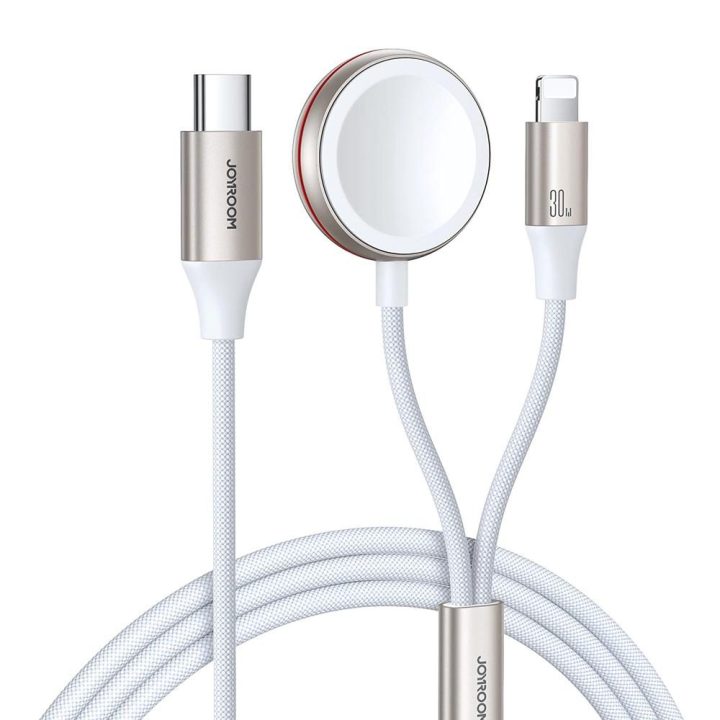 2 in 1 Lightning laidas ir indukcinis įkroviklis, skirtas Apple Watch , 1,5 m, baltas (S-IW011)