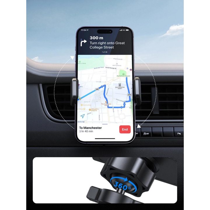 automobilinis telefono laikiklis oro ventiliacijos angai, juodas (JR-ZS377)