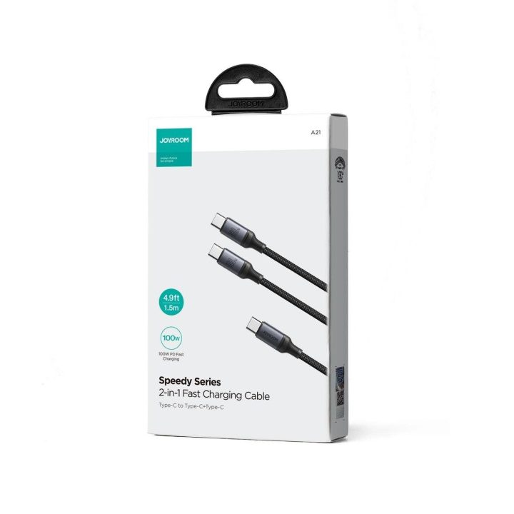 2 in 1 kabelis speedy series SA21 C 1,5 m juodas