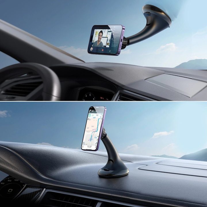 automobilio magnetinis telefono laikiklis, skirtas kabinai, prietaisų skydeliui ir langams, juodas (JR-ZS356)