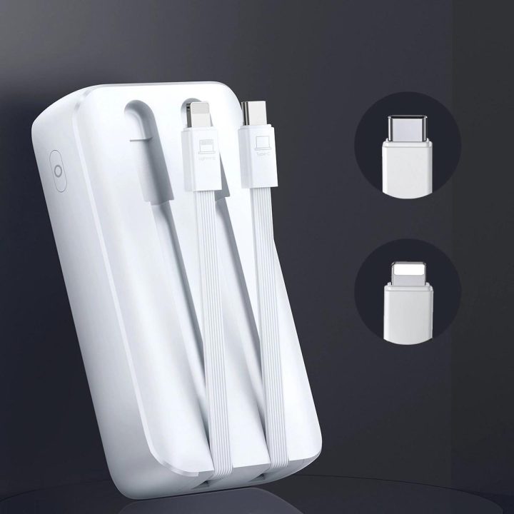 Mini maitinimo bankas su įmontuotais laidais JR-PBC06 30W 10000mAh - baltas