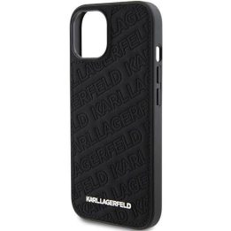 Karl Lagerfeld dygsniuotas K modelio dėklas iPhone 15 Plus / 14 Plus - juodas