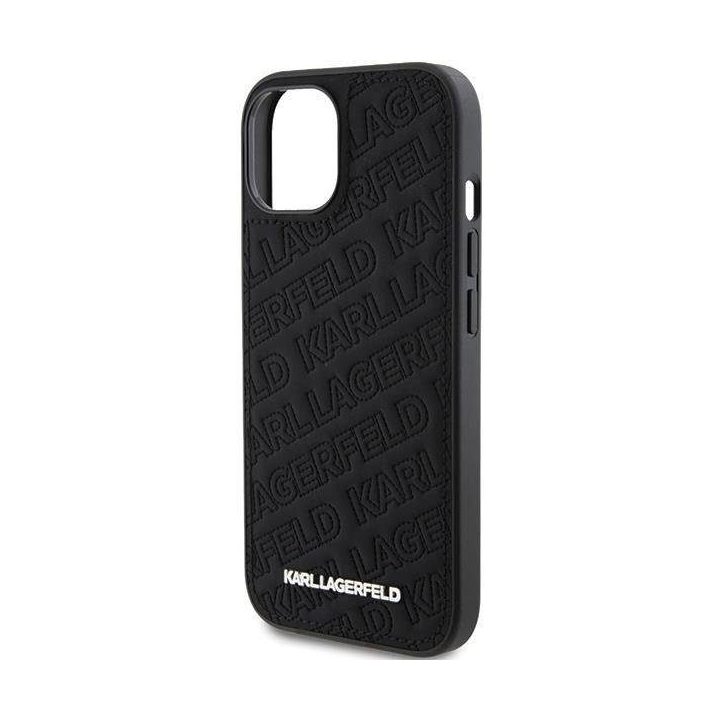 Karl Lagerfeld dygsniuotas K modelio dėklas iPhone 15 Plus / 14 Plus - juodas