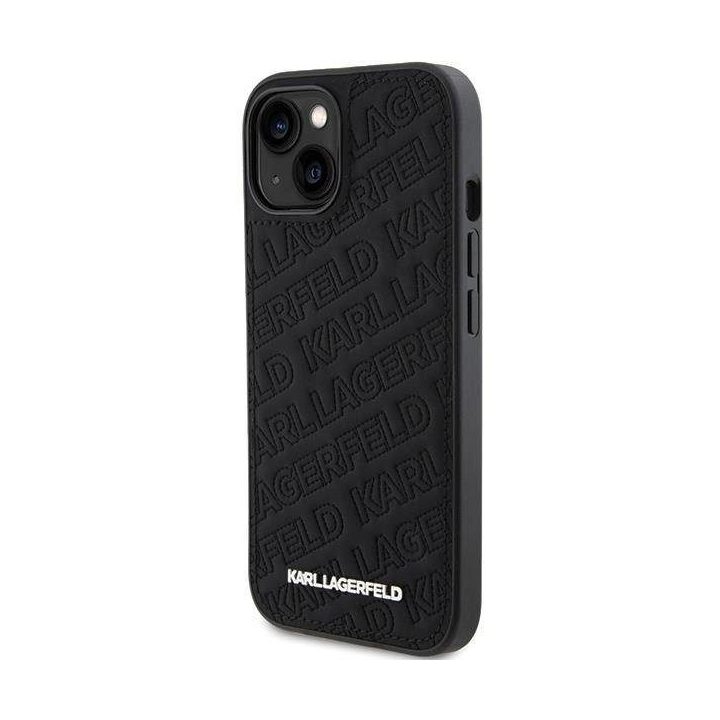 Karl Lagerfeld dygsniuotas K modelio dėklas iPhone 15 Plus / 14 Plus - juodas