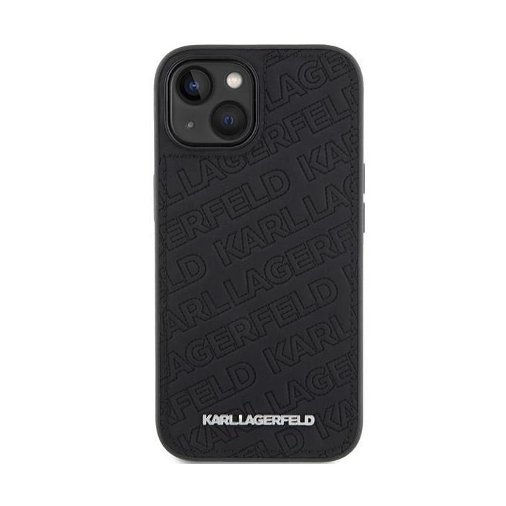 Karl Lagerfeld dygsniuotas K modelio dėklas iPhone 15 Plus / 14 Plus - juodas