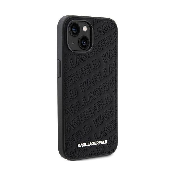 Karl Lagerfeld dygsniuotas K modelio dėklas iPhone 15 Plus / 14 Plus - juodas