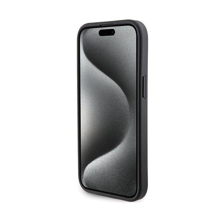 Karl Lagerfeld Gripstand Saffiano Choupette Pins dėklas iPhone 15 - juodas