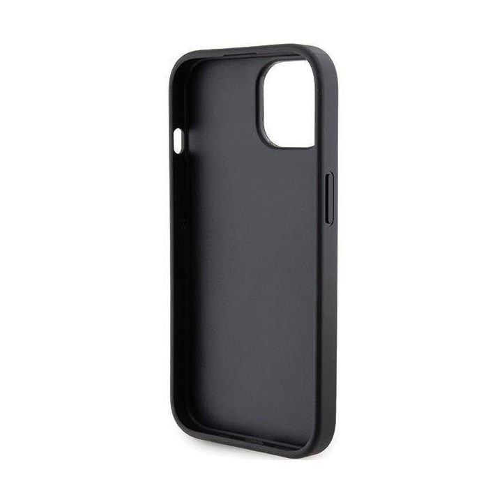 Karl Lagerfeld Gripstand Saffiano Karl&Choupette Pins dėklas iPhone 15 - juodas