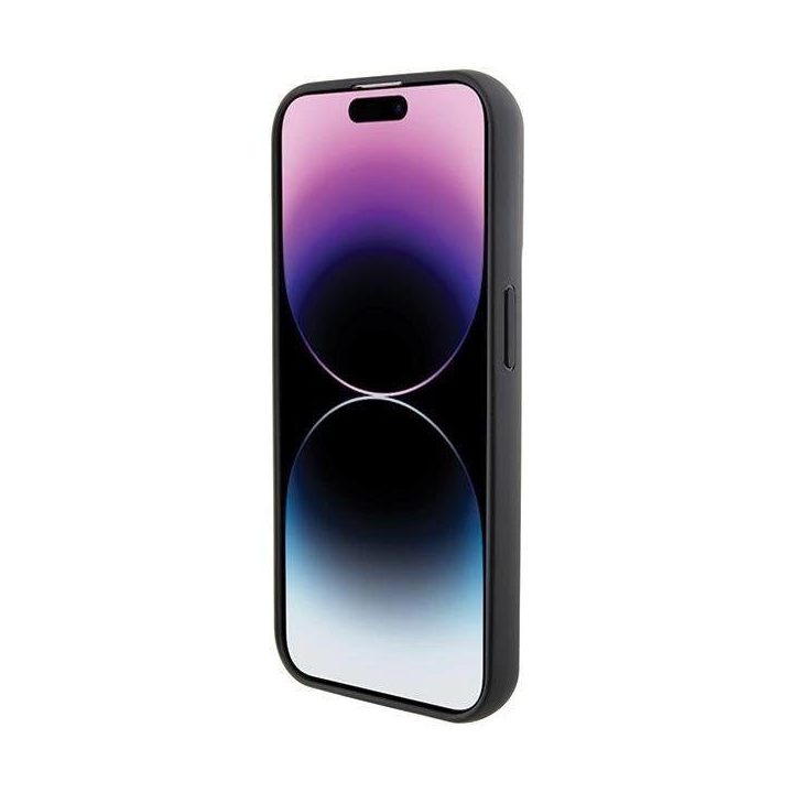 Karl Lagerfeld Gripstand Saffiano Choupette Pins dėklas iPhone 15 Pro Max - juodas