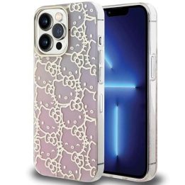Hello Kitty IML Gradient Electrop Crowded Kitty Head dėklas iPhone 14 Pro Max - Rožinis