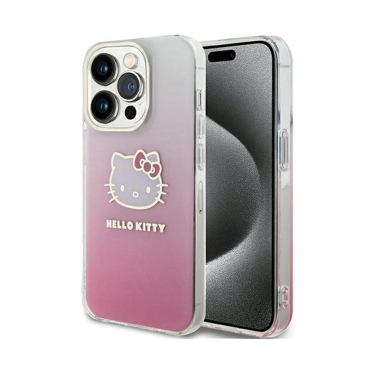 Hello Kitty IML Gradient Electrop Kitty Head dėklas iPhone 14 Pro Max - rožinis