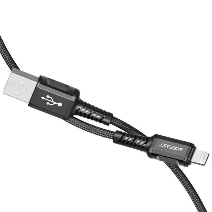 Acefast kabelis MFI USB - Lightning 1,2 m, 2,4 A, juodas (C1-02 black)