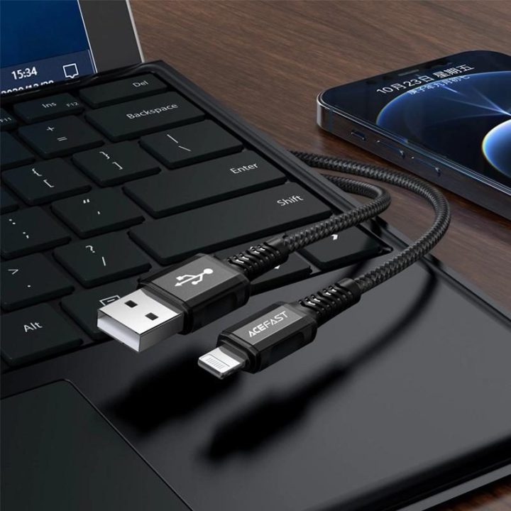 Acefast kabelis MFI USB - Lightning 1,2 m, 2,4 A, juodas (C1-02 black)