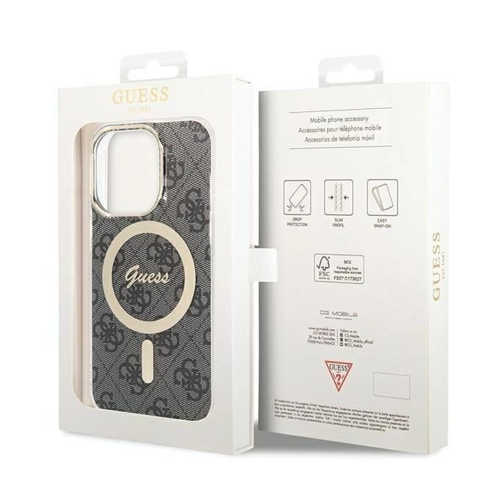 Guess IML 4G MagSafe dėklas iPhone 15 Pro - juodas