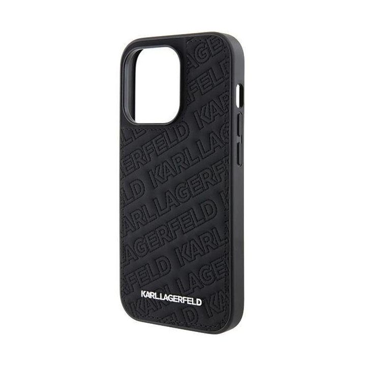 Karl Lagerfeld dygsniuotas K modelio dėklas iPhone 15 Pro - juodas