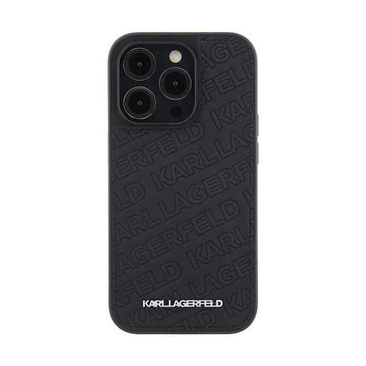 Karl Lagerfeld dygsniuotas K modelio dėklas iPhone 15 Pro - juodas