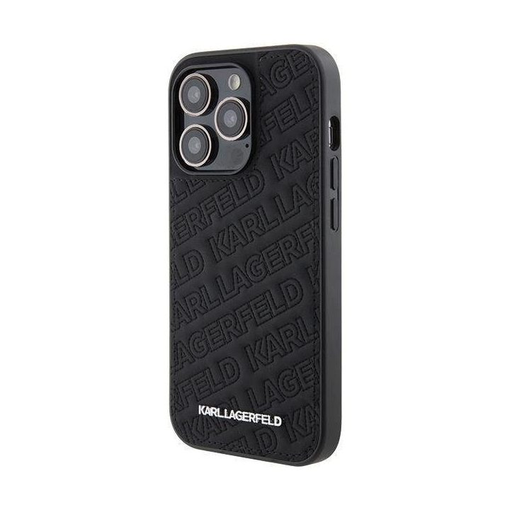 Karl Lagerfeld dygsniuotas K modelio dėklas iPhone 15 Pro - juodas
