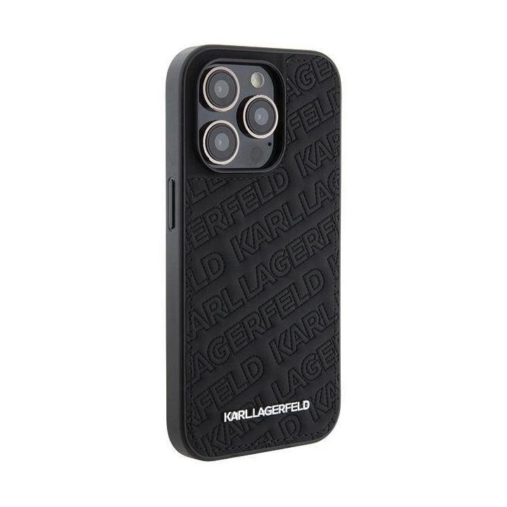 Karl Lagerfeld dygsniuotas K modelio dėklas iPhone 15 Pro - juodas
