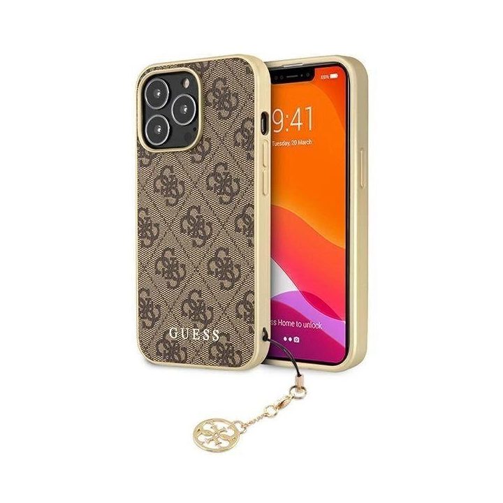 Guess GUHCP13LGF4GBR iPhone 13 Pro / 13 6.1 rudos spalvos / rudas deklas 4G Charms Collection