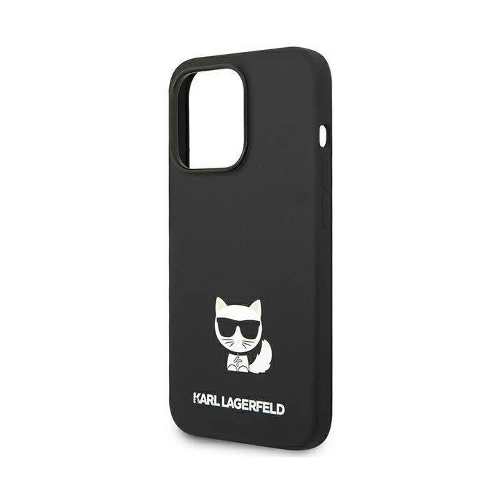 Karl Lagerfeld KLHCP14LSLCTBK iPhone 14 Pro 6.1 deklas juodas / juodas silikoninis Choupette korpusas