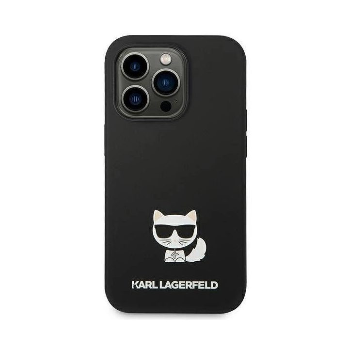 Karl Lagerfeld KLHCP14LSLCTBK iPhone 14 Pro 6.1 deklas juodas / juodas silikoninis Choupette korpusas