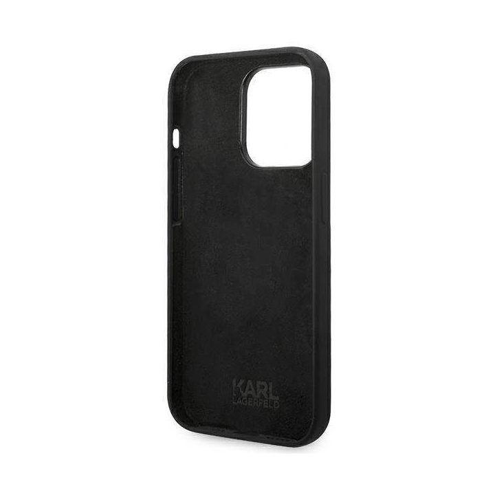Karl Lagerfeld KLHCP14LSLCTBK iPhone 14 Pro 6.1 deklas juodas / juodas silikoninis Choupette korpusas