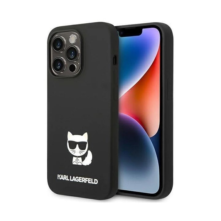Karl Lagerfeld KLHCP14LSLCTBK iPhone 14 Pro 6.1 deklas juodas / juodas silikoninis Choupette korpusas