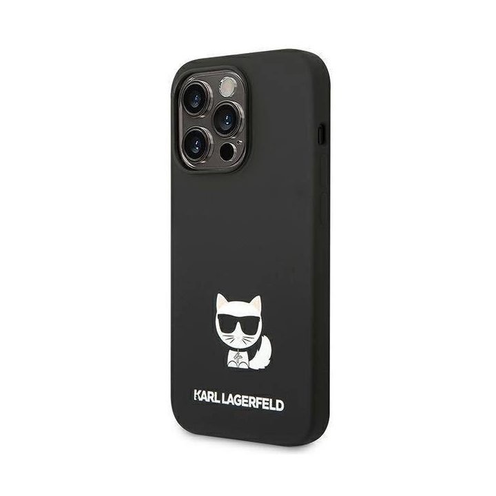 Karl Lagerfeld KLHCP14LSLCTBK iPhone 14 Pro 6.1 deklas juodas / juodas silikoninis Choupette korpusas