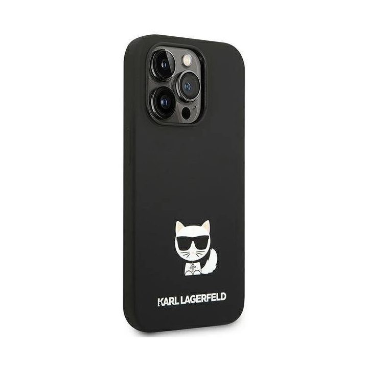Karl Lagerfeld KLHCP14LSLCTBK iPhone 14 Pro 6.1 deklas juodas / juodas silikoninis Choupette korpusas