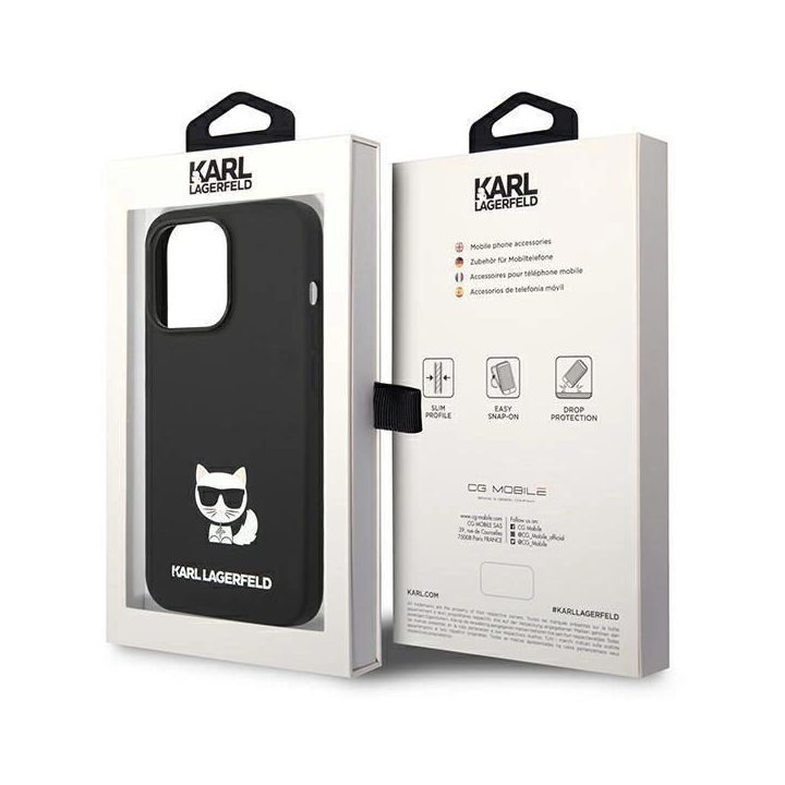 Karl Lagerfeld KLHCP14XSLCTBK iPhone 14 Pro Max 6,7 deklas juodas / juodas silikoninis Choupette korpusas