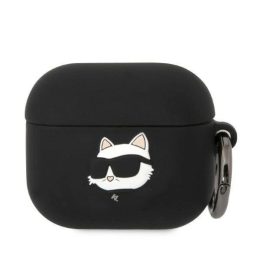 Karl Lagerfeld KLA3RUNCHK AirPods 3 dangtelis juodas/juodas Silikoninis Choupette Head 3D
