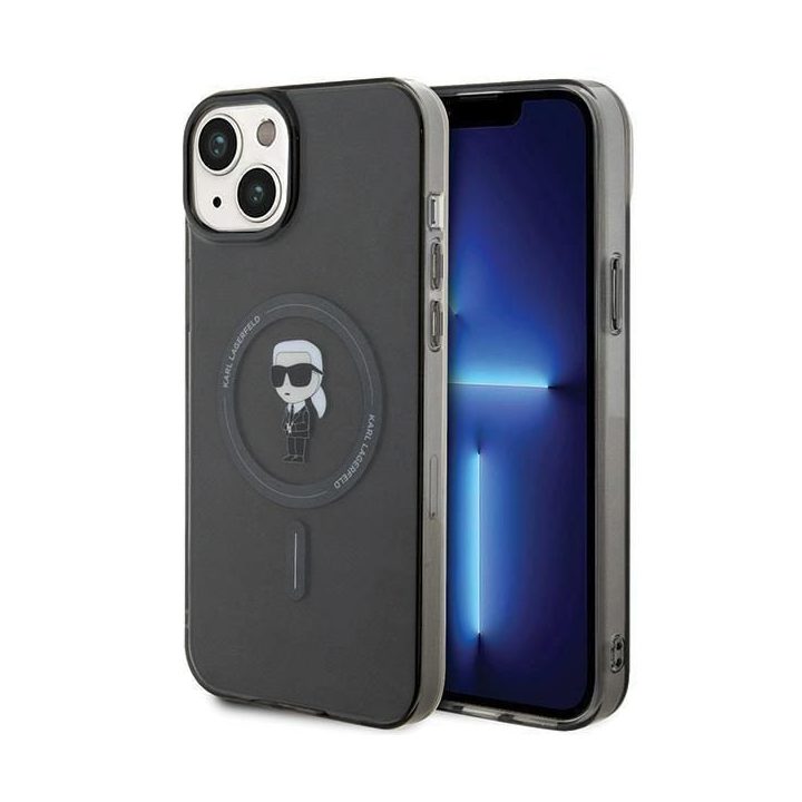 Karl Lagerfeld IML Ikonik MagSafe dėklas iPhone 15 Plus - juodas