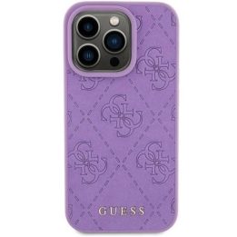 Guess odinis 4G antspauduotas dėklas iPhone 15 Pro - violetinis