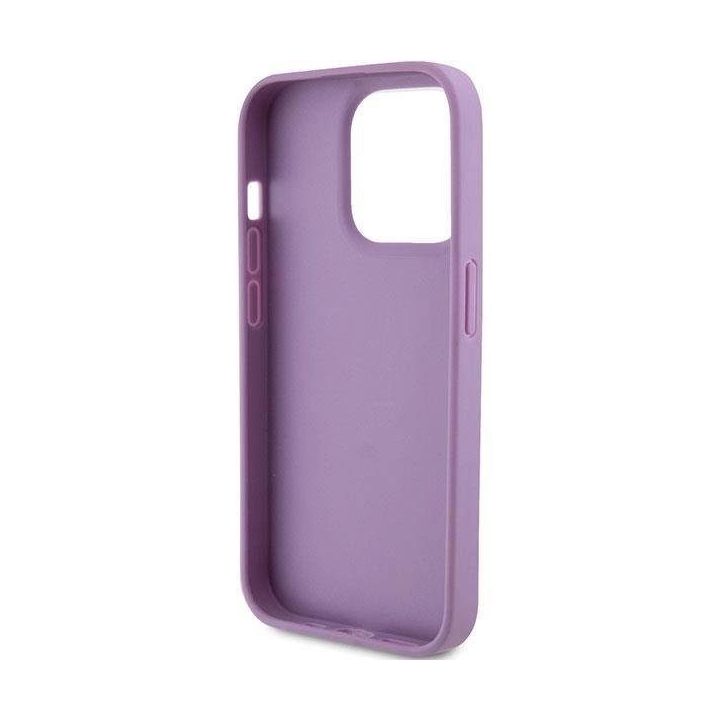 Guess odinis 4G antspauduotas dėklas iPhone 15 Pro - violetinis