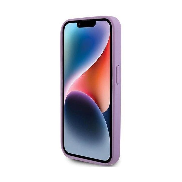 Guess odinis 4G antspauduotas dėklas iPhone 15 Pro - violetinis