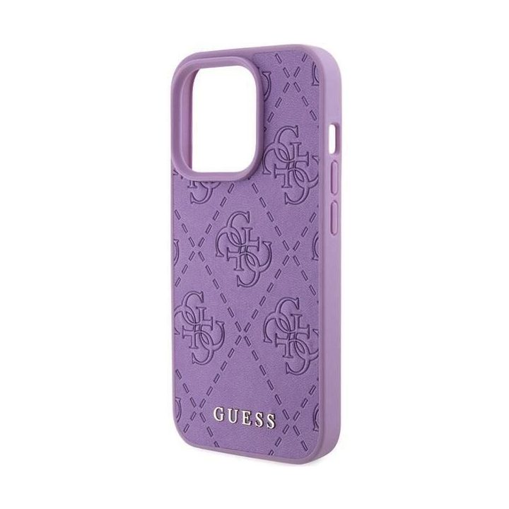 Guess odinis 4G antspauduotas dėklas iPhone 15 Pro - violetinis