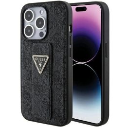 Guess Grip Stand 4G Triangle Strass dėklas iPhone 15 Pro Max - juodas