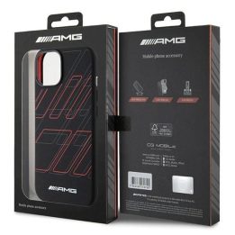 AMG silikoninis didelių rombų rašto MagSafe dėklas iPhone 15 Plus / 14 Plus - juodas