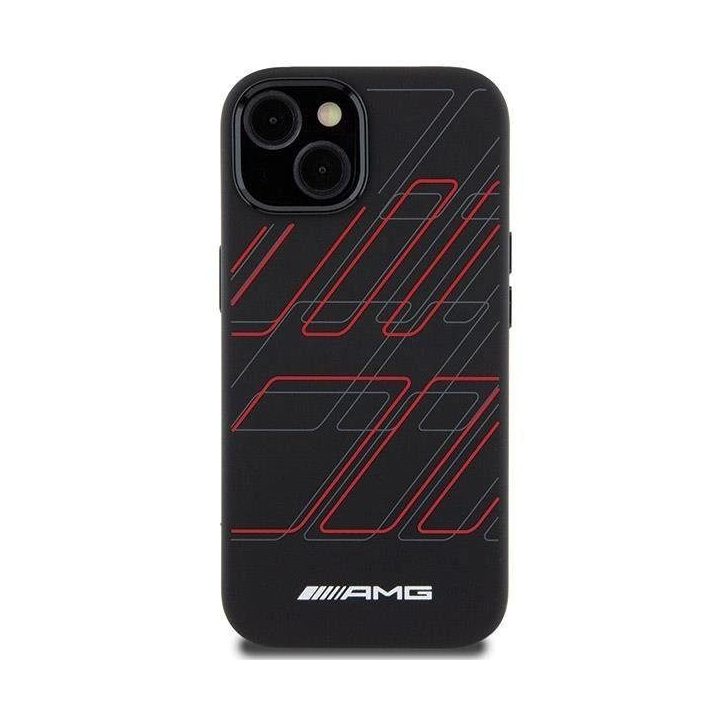 AMG silikoninis didelių rombų rašto MagSafe dėklas iPhone 15 Plus / 14 Plus - juodas