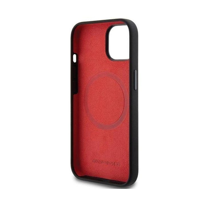 AMG silikoninis didelių rombų rašto MagSafe dėklas iPhone 15 Plus / 14 Plus - juodas