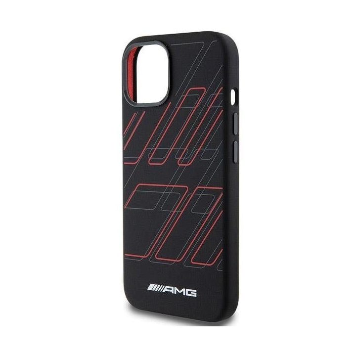 AMG silikoninis didelių rombų rašto MagSafe dėklas iPhone 15/14/13 - juodas
