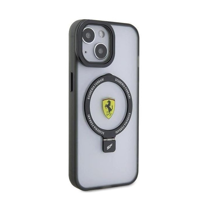 Ferrari Ring Stand 2023 kolekcijos MagSafe dėklas iPhone 15 Plus / 14 Plus - skaidrus